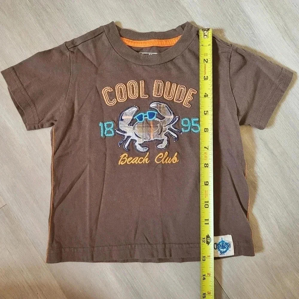OshKosh‎ Boys Brown Cool Dude Crab Short Sleeve Tee Size 12M